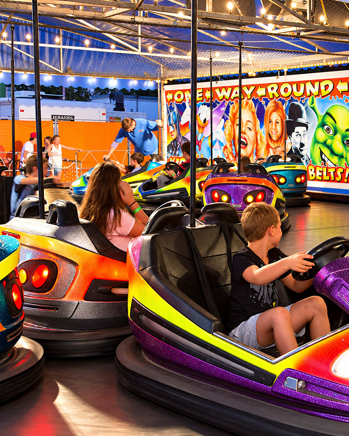 Dogem Cars, Bungee, Fantasea Flyer etc